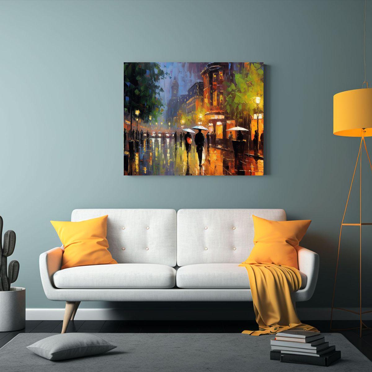 Cuadro Temático: Noche Lluviosa Con Mucha Luz. 60x40cm-2