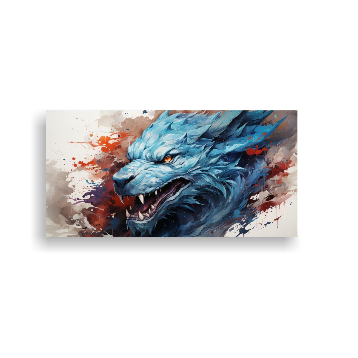 Cuadro Cuadro Dragón Blanco Y Azul Neonoir Atmosf 120x60cm-0