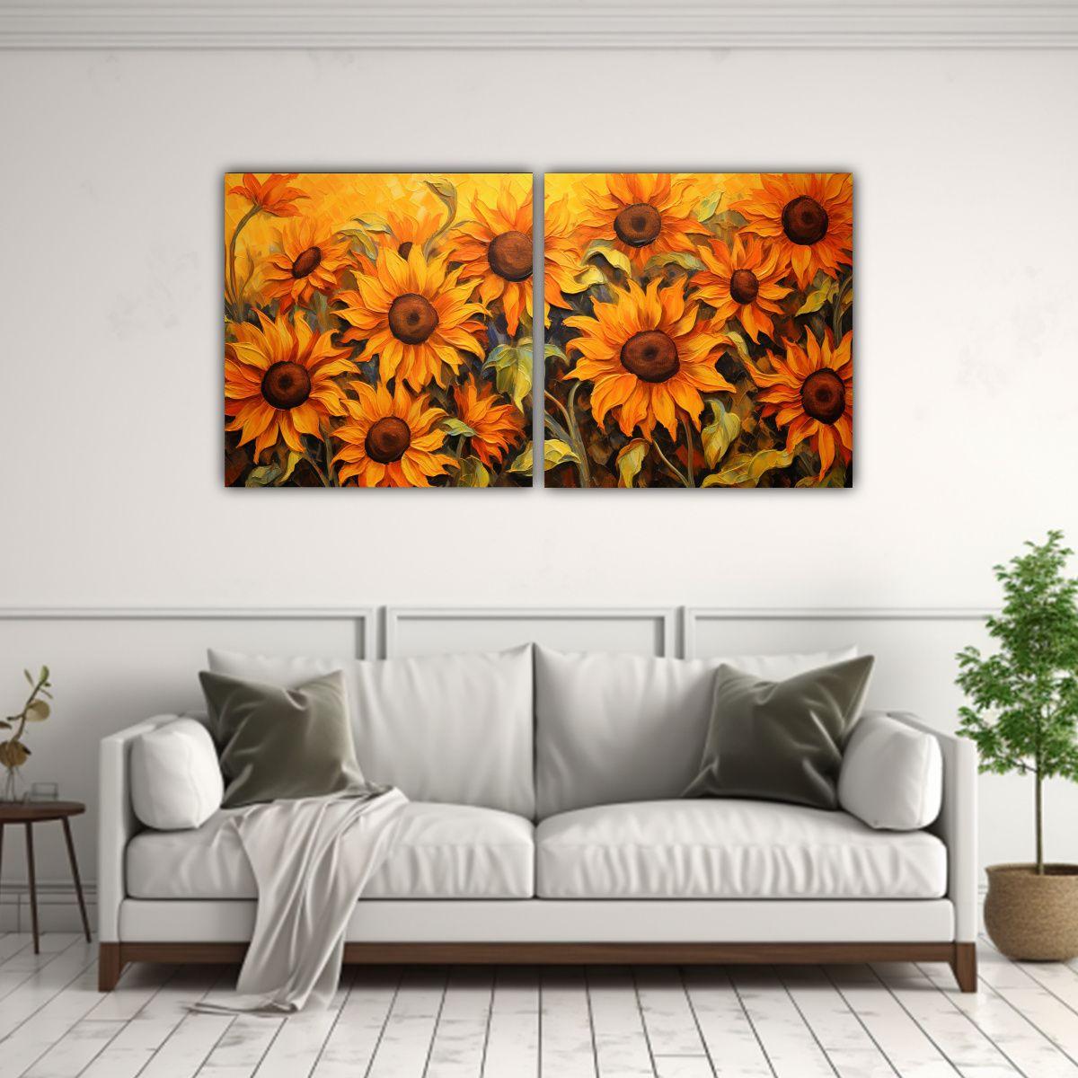 Conjunto De Telas Con Cuadro De Girasoles 60x30 Cm-2