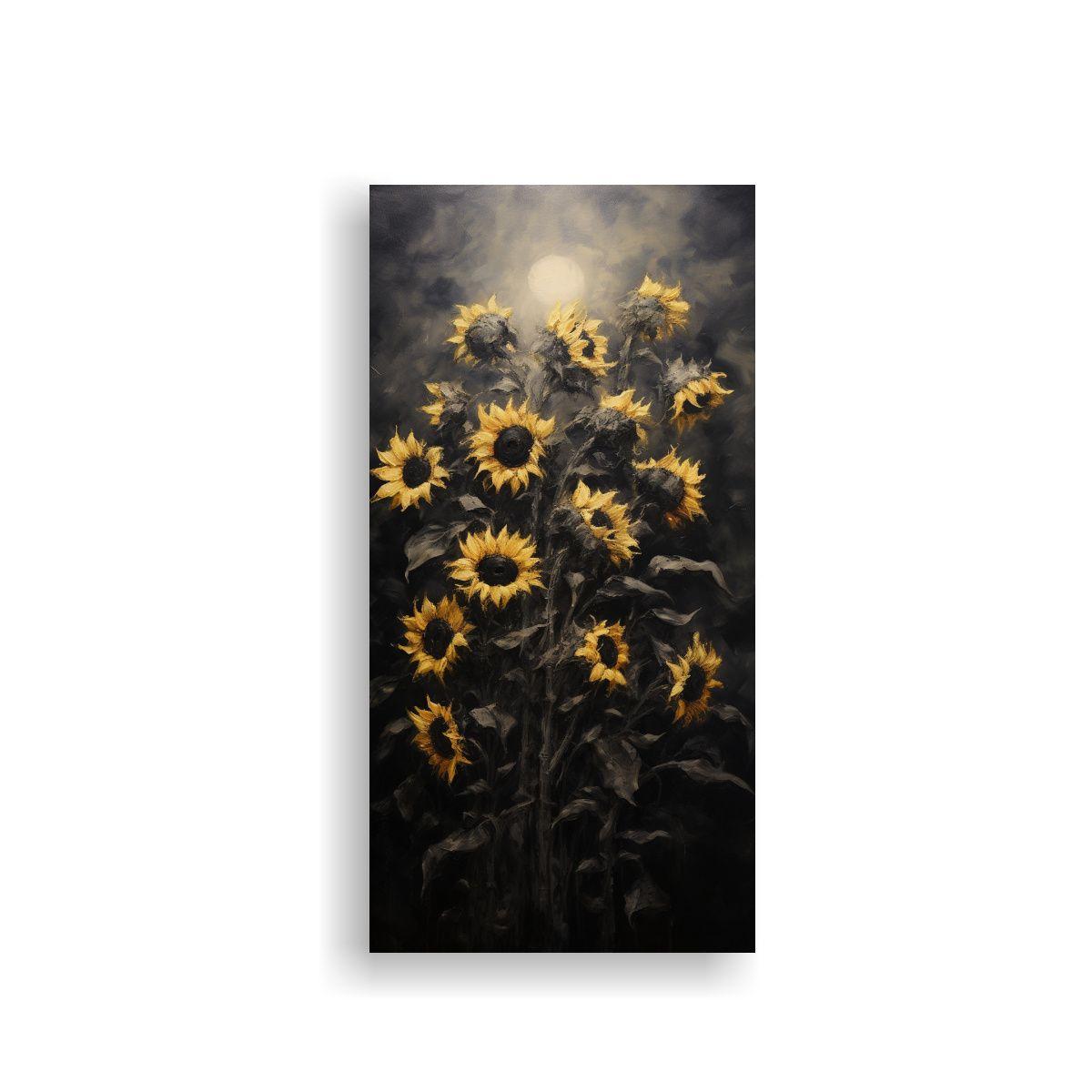 Pintura En Lienzo De Girasoles Negros Estilo Arte 50x100cm-0