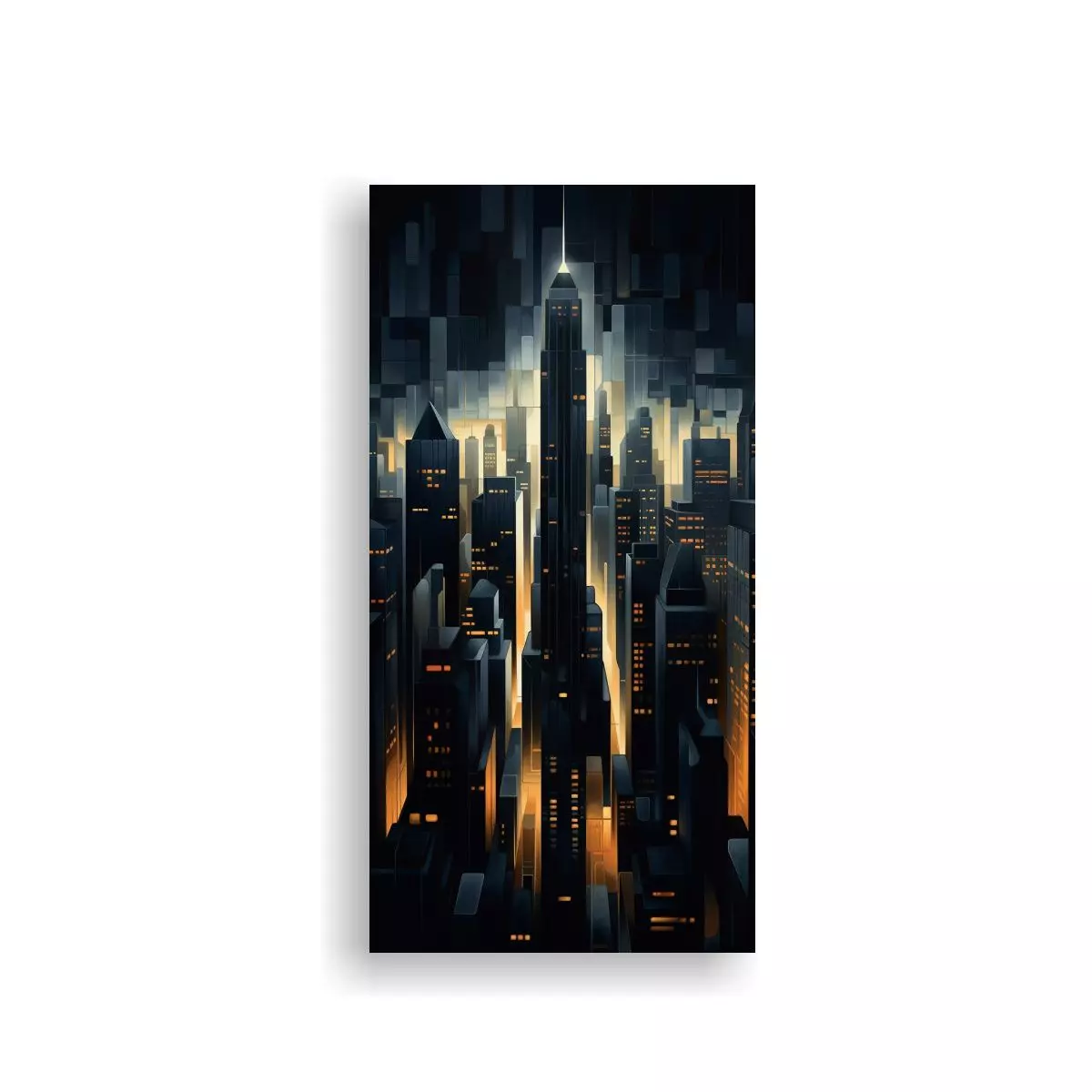 Paisaje Urbano Nocturno En Lienzo Inspiración 40x80cm-0