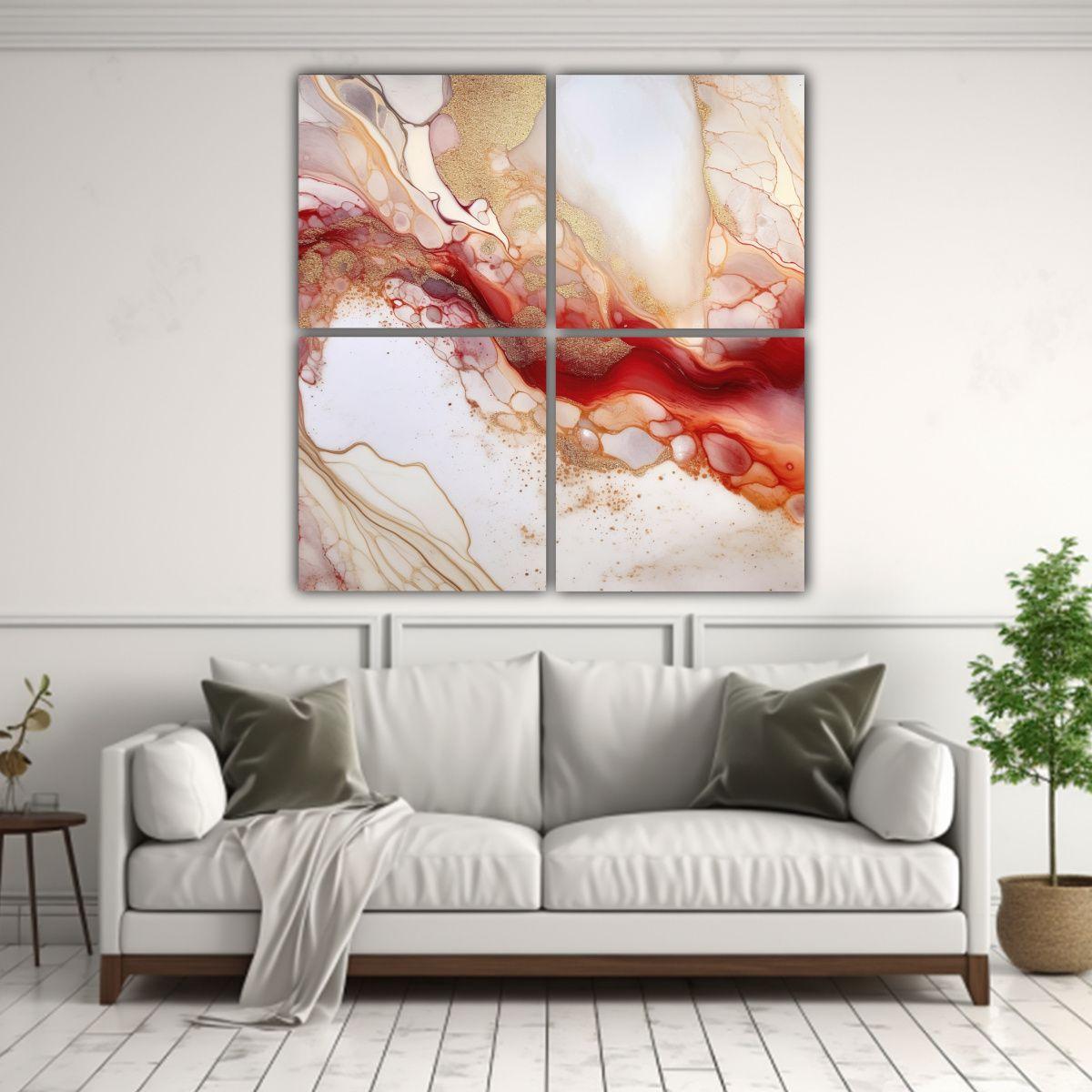 4 Cuadros Originales De Lienzo Tonos Abstractos 180x180 Cm-2