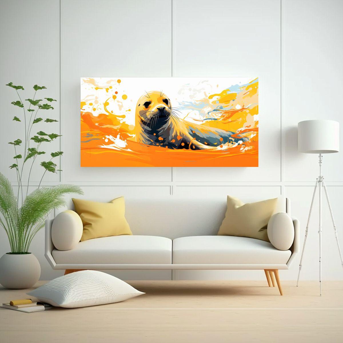 Obra Arte Acuarela Y Azafrán Estilo Galería Pop  120x60cm-2