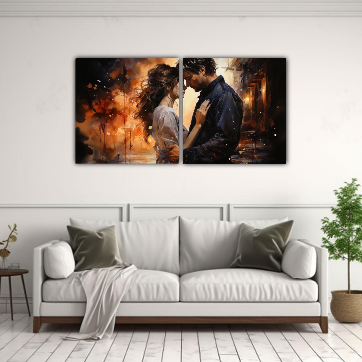Cuadro Acuarela Lienzo Noche Líneas Finas 120x60 Cm-2