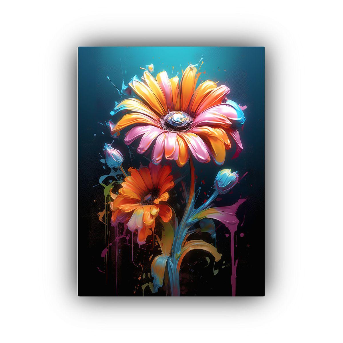 Lienzo Pop Art Flores Pintura Hd Ultra Realista 50x65cm-0