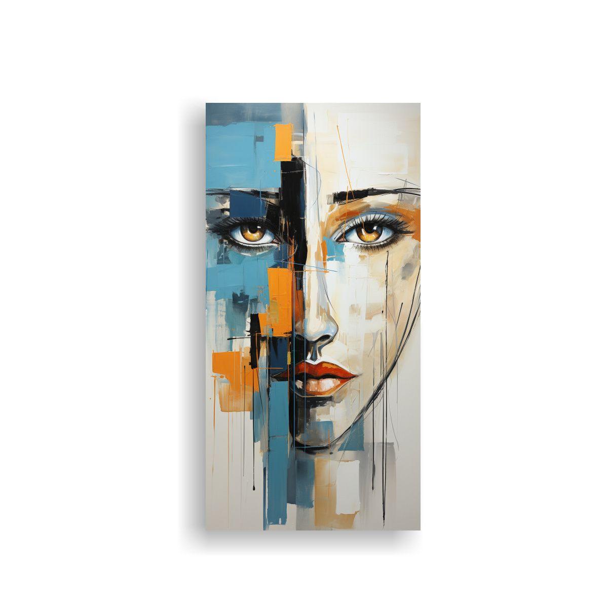 Pintura Abstracta De Formación De Rostro De 30x60cm-0