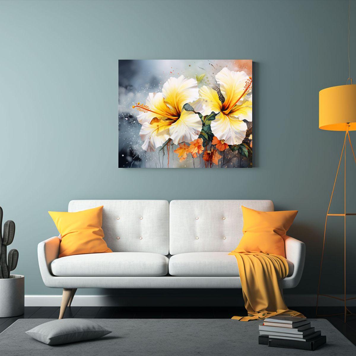 Lienzo Tela Finas Líneas Amarillo Y Blanco, 30x20cm-2