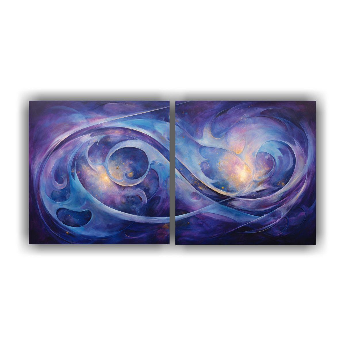 Lienzos Decorativos Abstractos En Azules 100x50 Cm-0