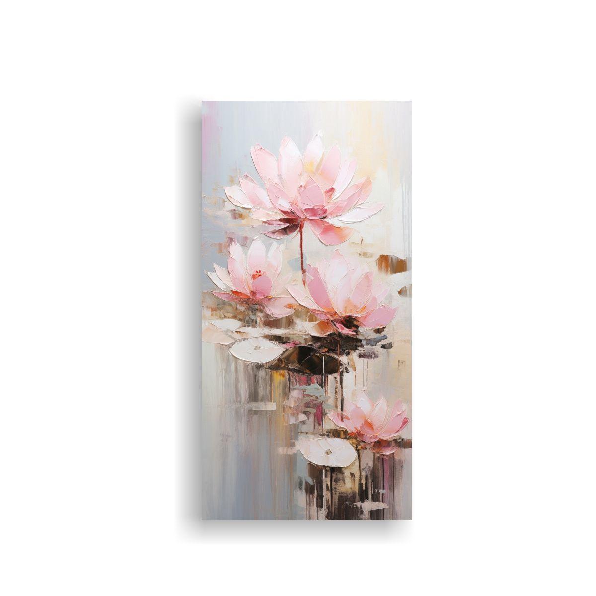 Cuadro Expresión Pop Art Loto Rosa En Lienzo, 70x140cm-0