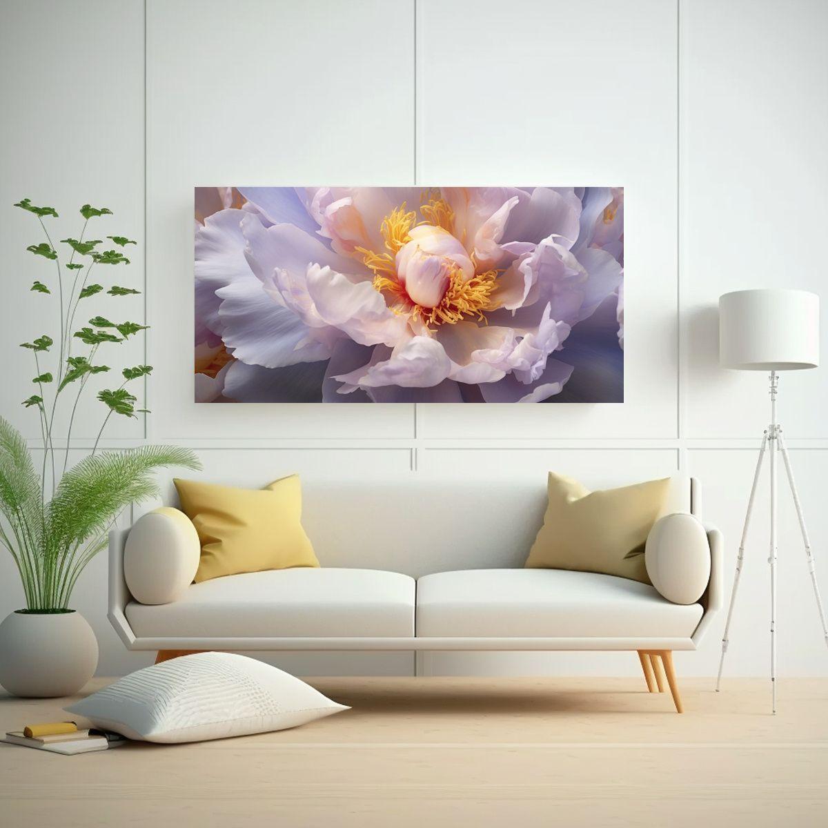 Lienzo De Tela Peonías Suaves Amarillo Realismo 100x50cm-2
