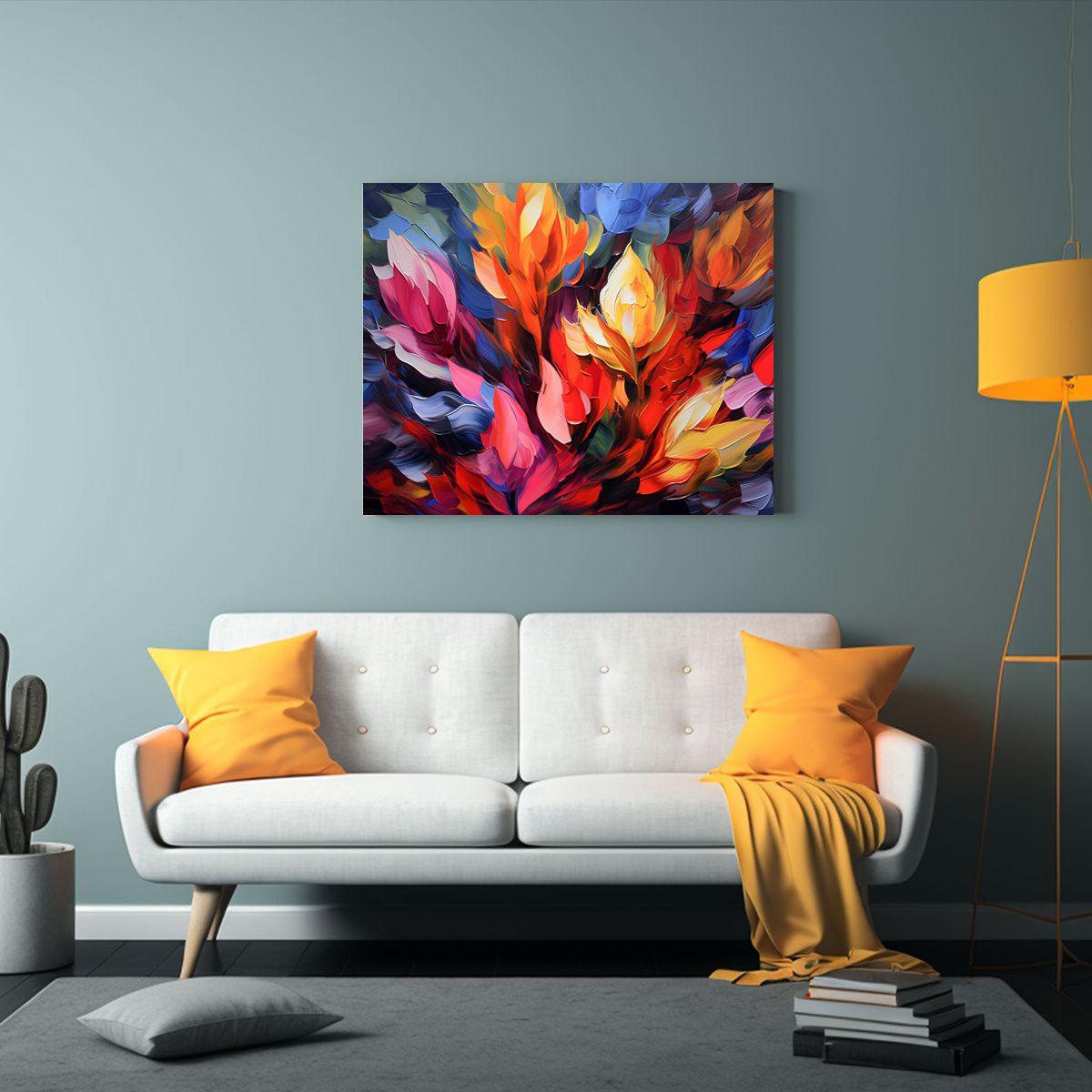 Cuadro Floral Abstracto Para Decoración De Pascua O Nochebu 30x20cm-2