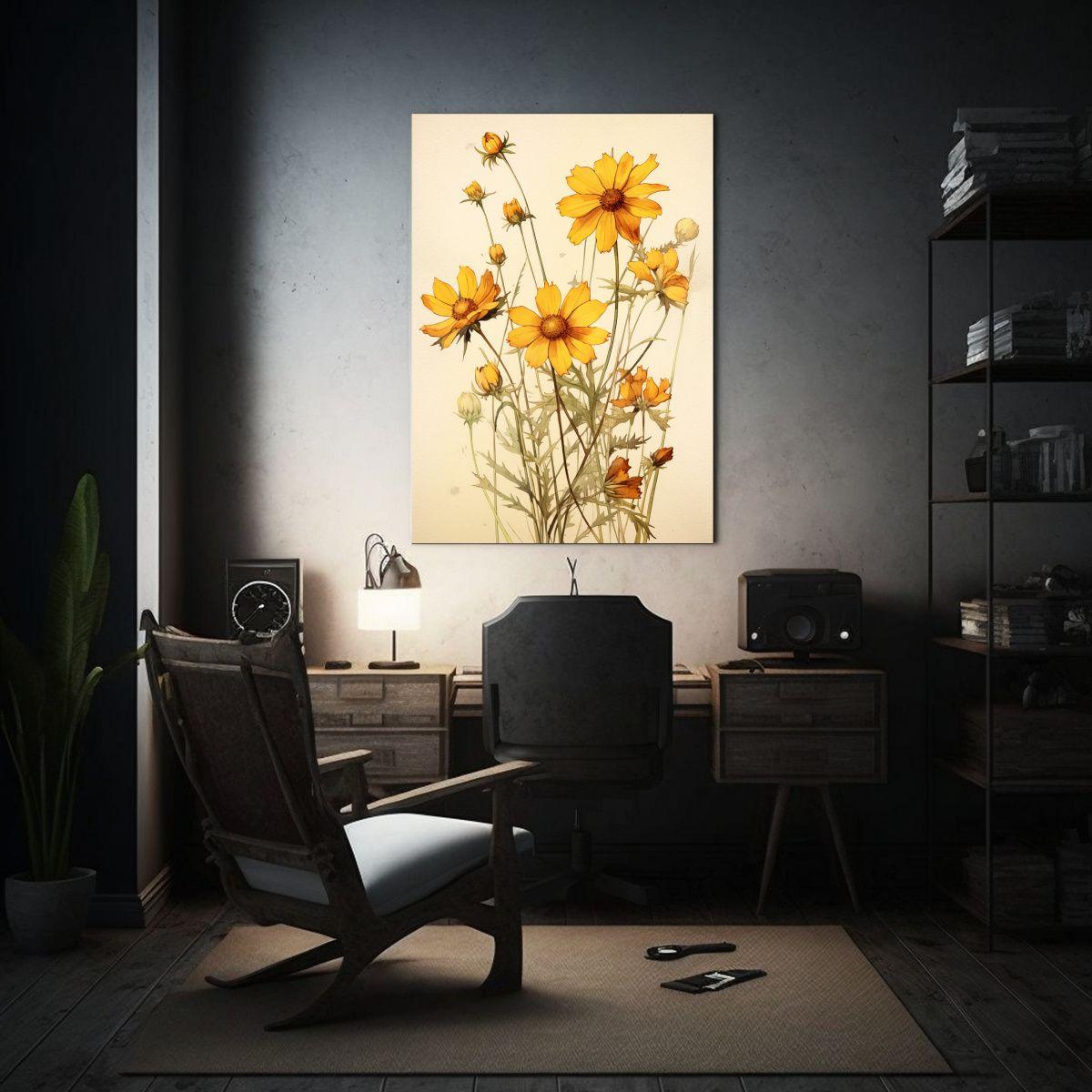 Cuadro Flores Coreopsis Urbano De Alta Calidad 20x30cm-2