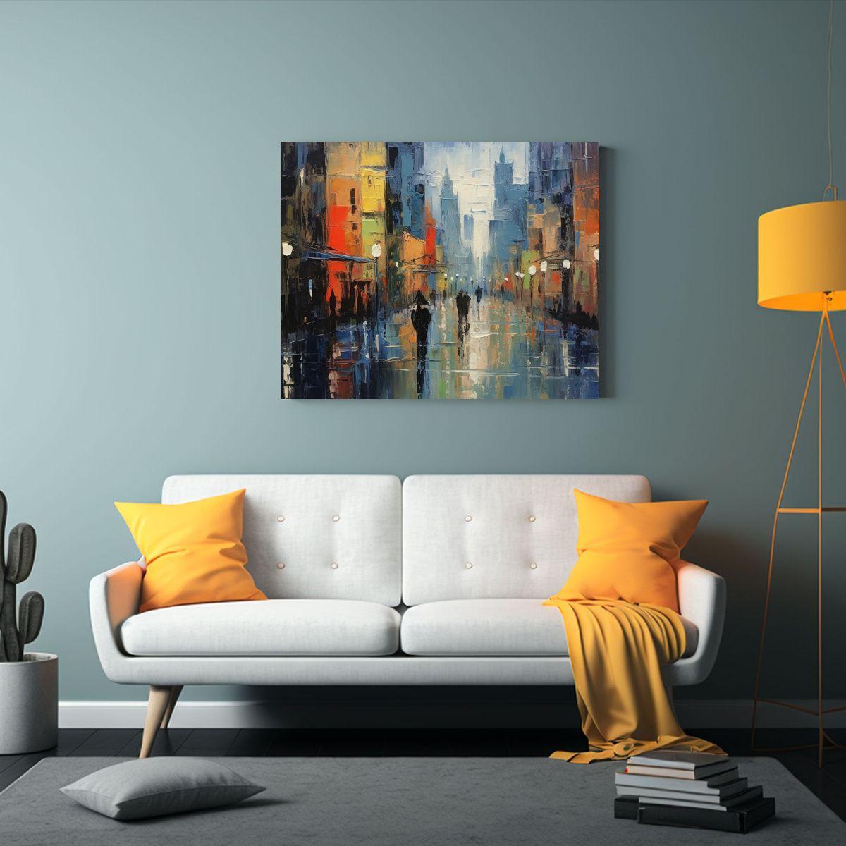 Pintura Abstracta Reflejo Azul Rojo Verde Amarillo Para Deco 65x50cm-2