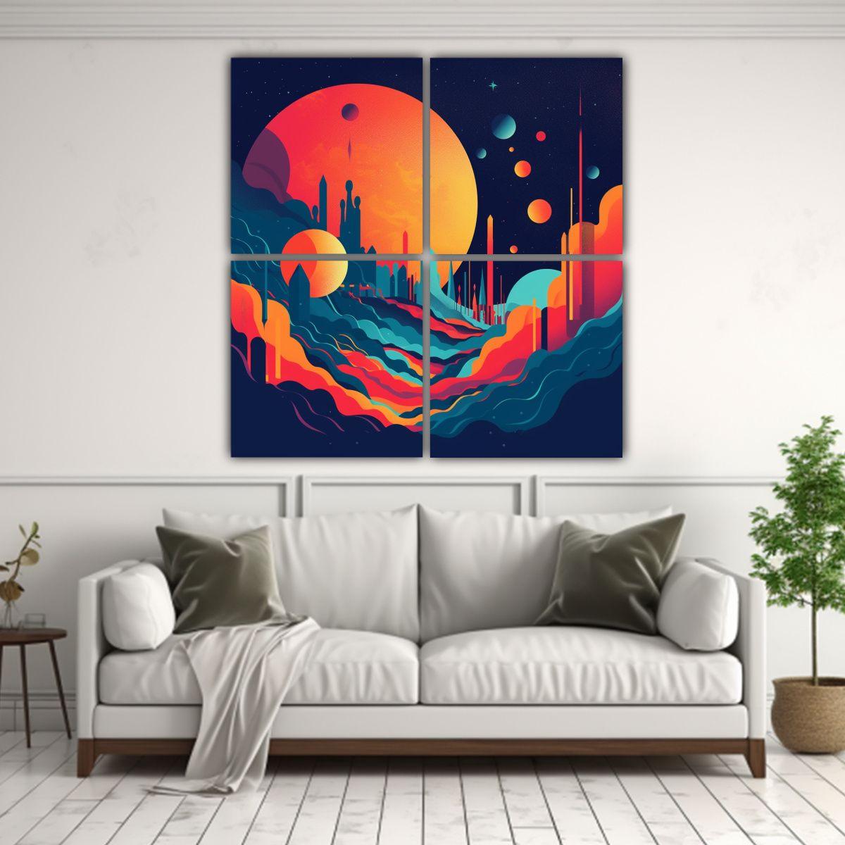 Cuadriptico Cuadro Abstracta Para Tame Impala 200x200 Cm-2