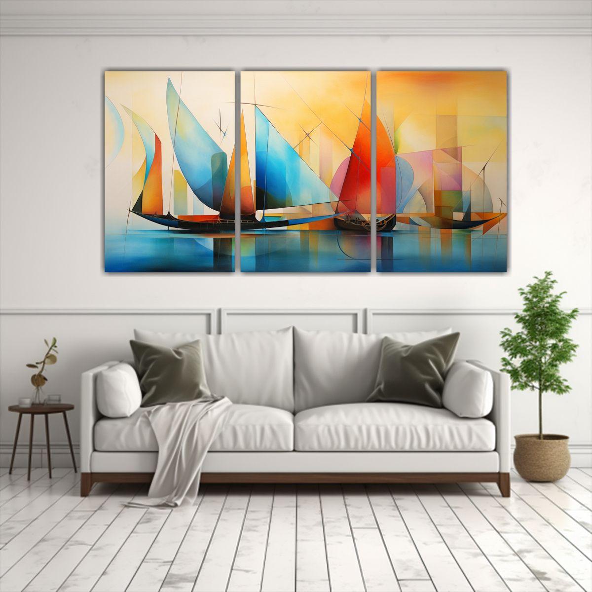 Cuadros Barcos Abstractos Vanguardia Simetría 240x120 Cm-2