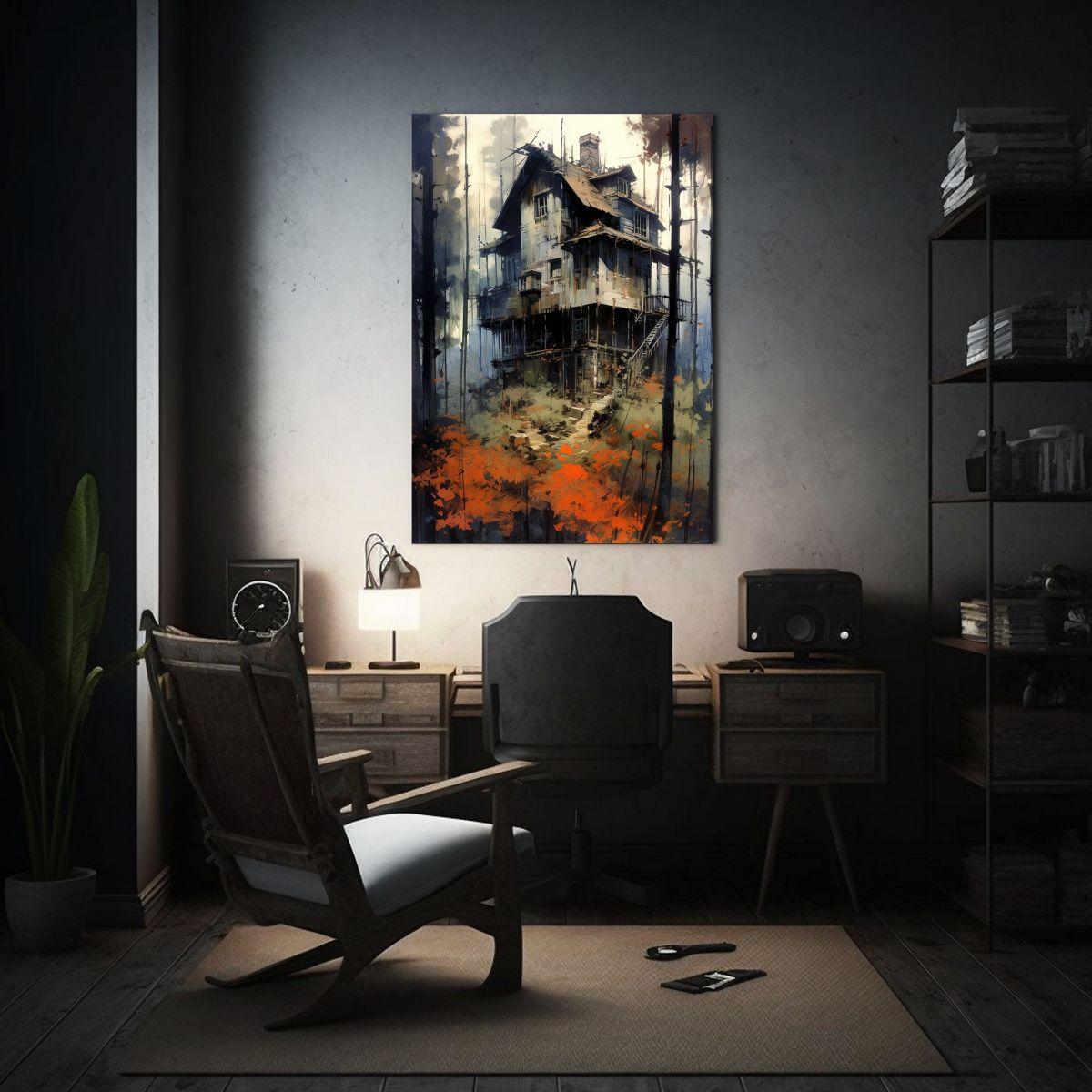 Pinturas Decorativas De Casas En El Bosque: 50x65cm-2