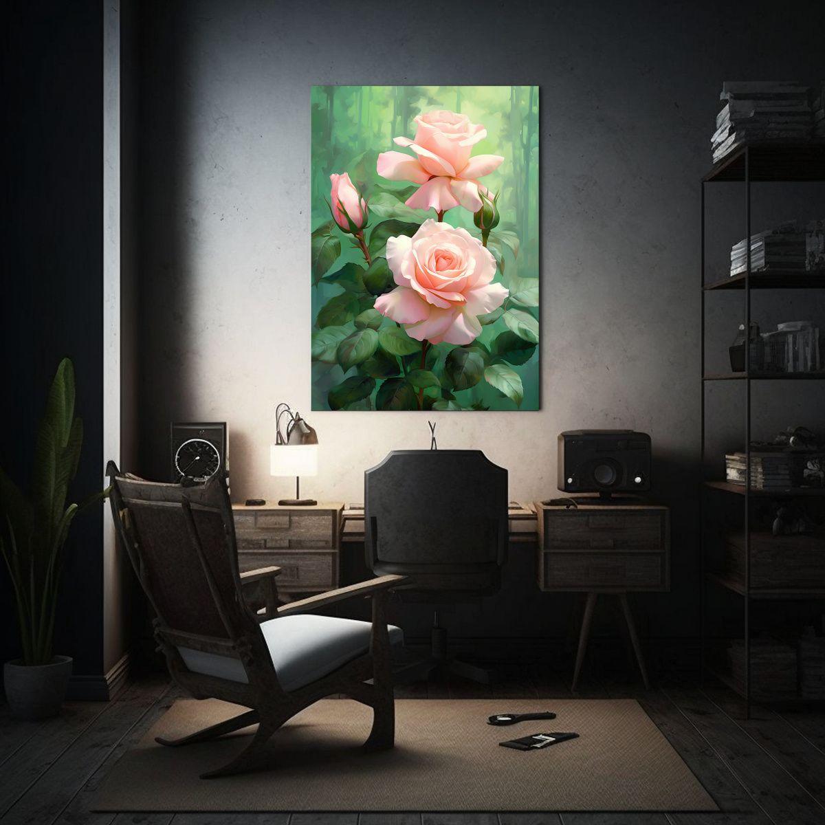 Dibujo De Rosas En Fondo Verde Estilo Daz3d 20x30cm-2