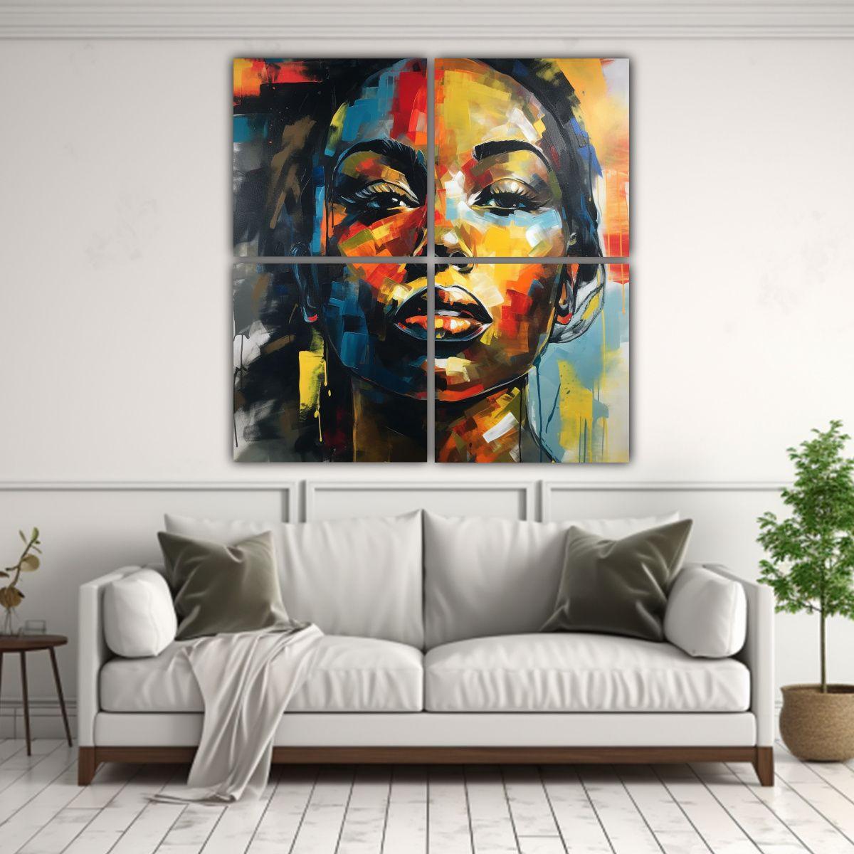 Pinturas Abstractas De Retrato De Mujer 60x60 Cm-2