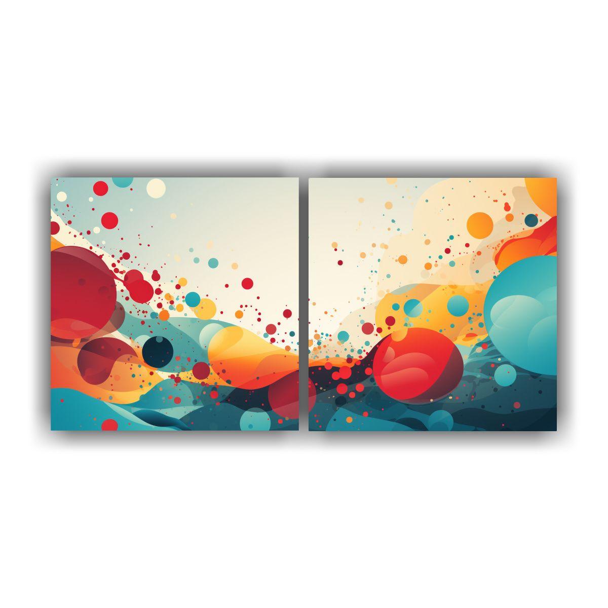 Pintura Abstracta En Lienzo Con Puntos Semitonos 60x30 Cm-0