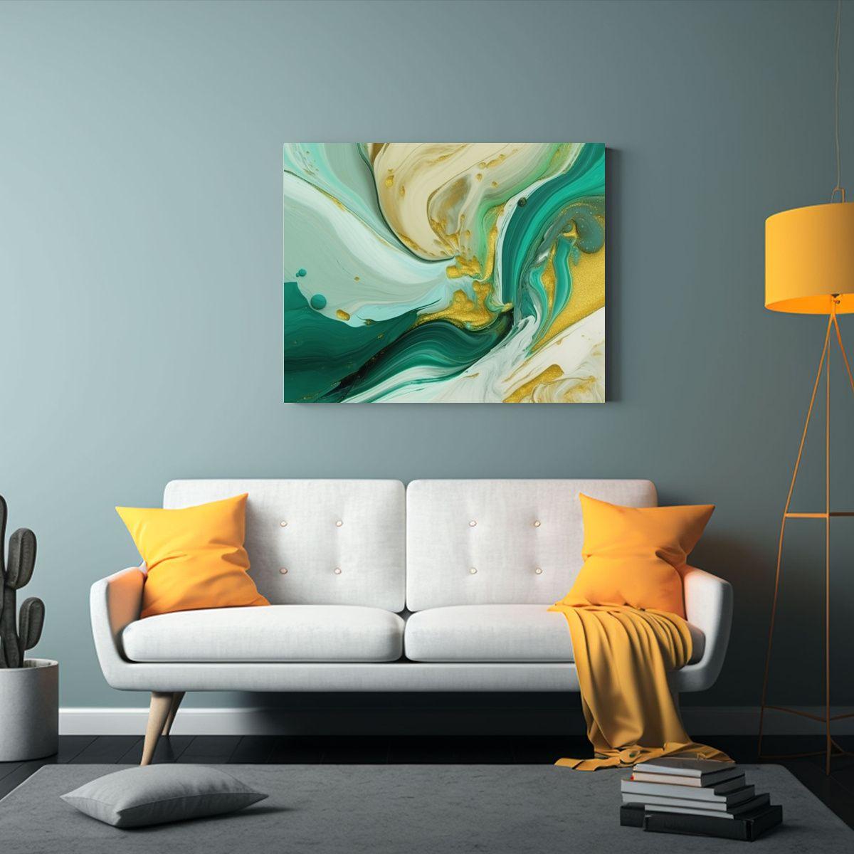 Venta Cuadro Abstracto Textura Océano Verde 65x50cm-2