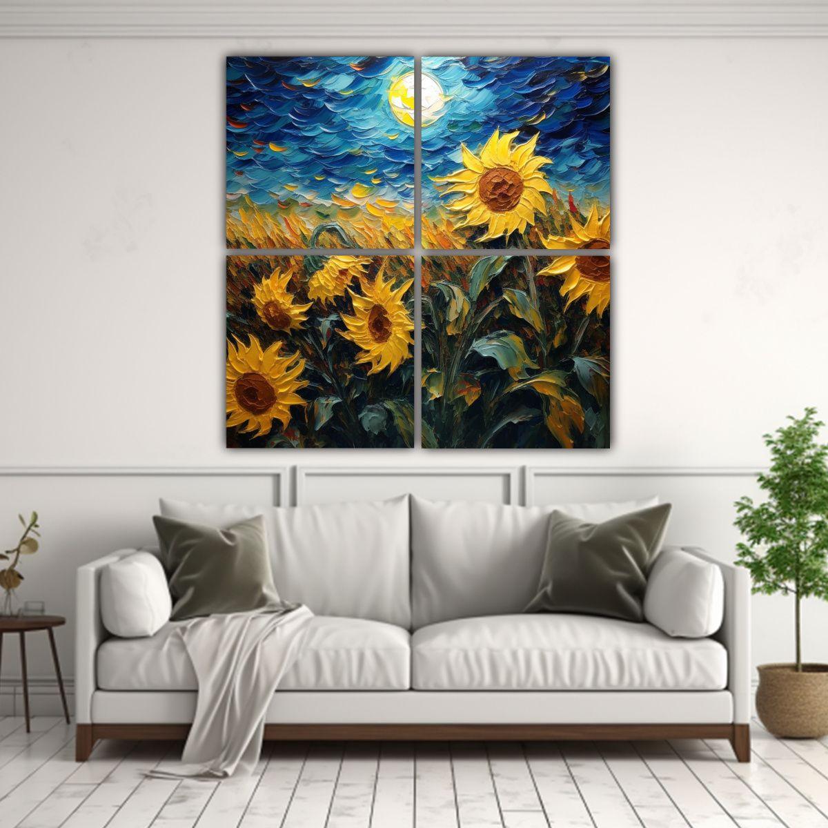 Cuatro Lienzos De Tela Inspiradores Belleza 80x80 Cm-2