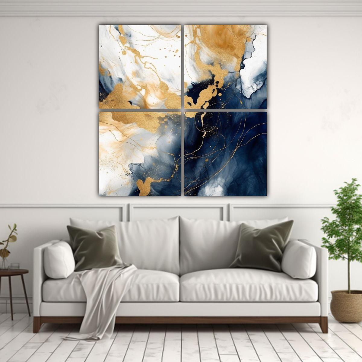 Impresión Arte Abstracto Cuatro Composición 80x80 Cm-2