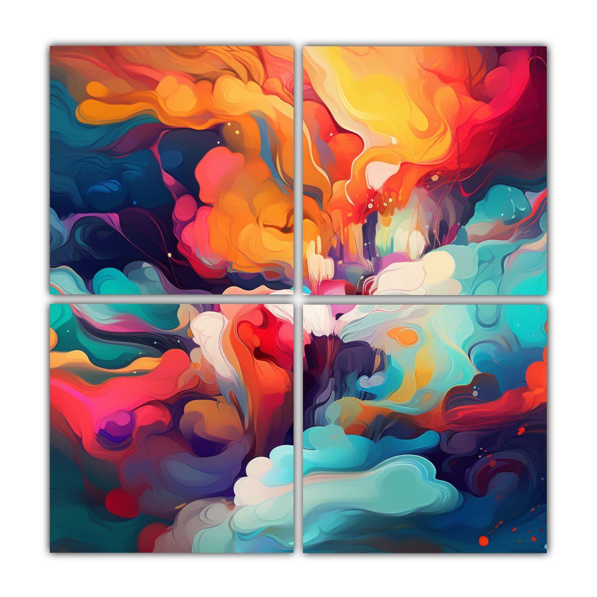 Cuadros Decorativos Abstractos De Colores 40x40 Cm-0
