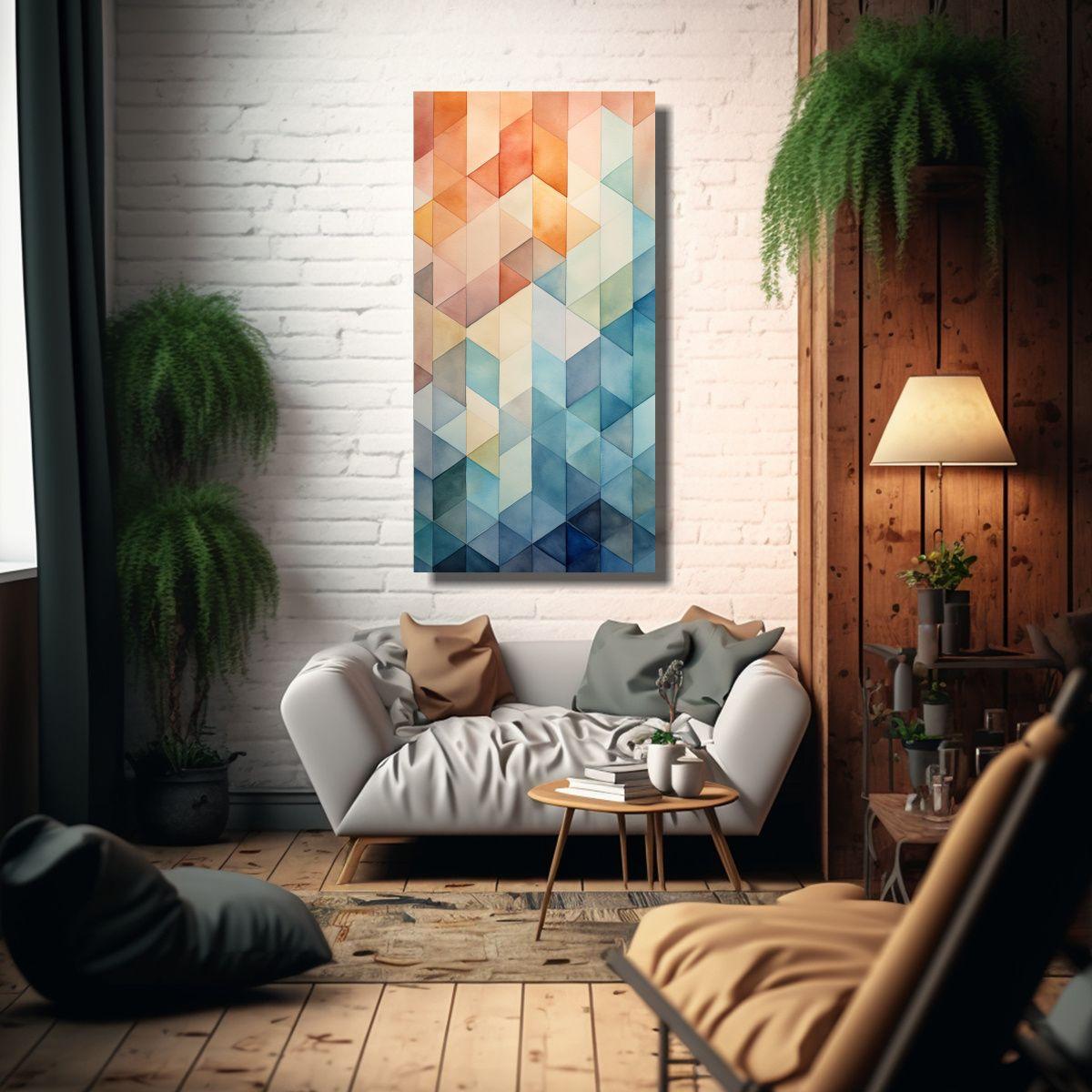 Cuadro Hermoso Geometría Abstracta En Tonos Suave 50x100cm-2