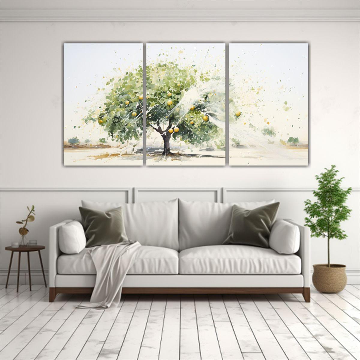 Cuadro Abstracto Acuarela Motivo Blanco Inspirado 120x60 Cm-2