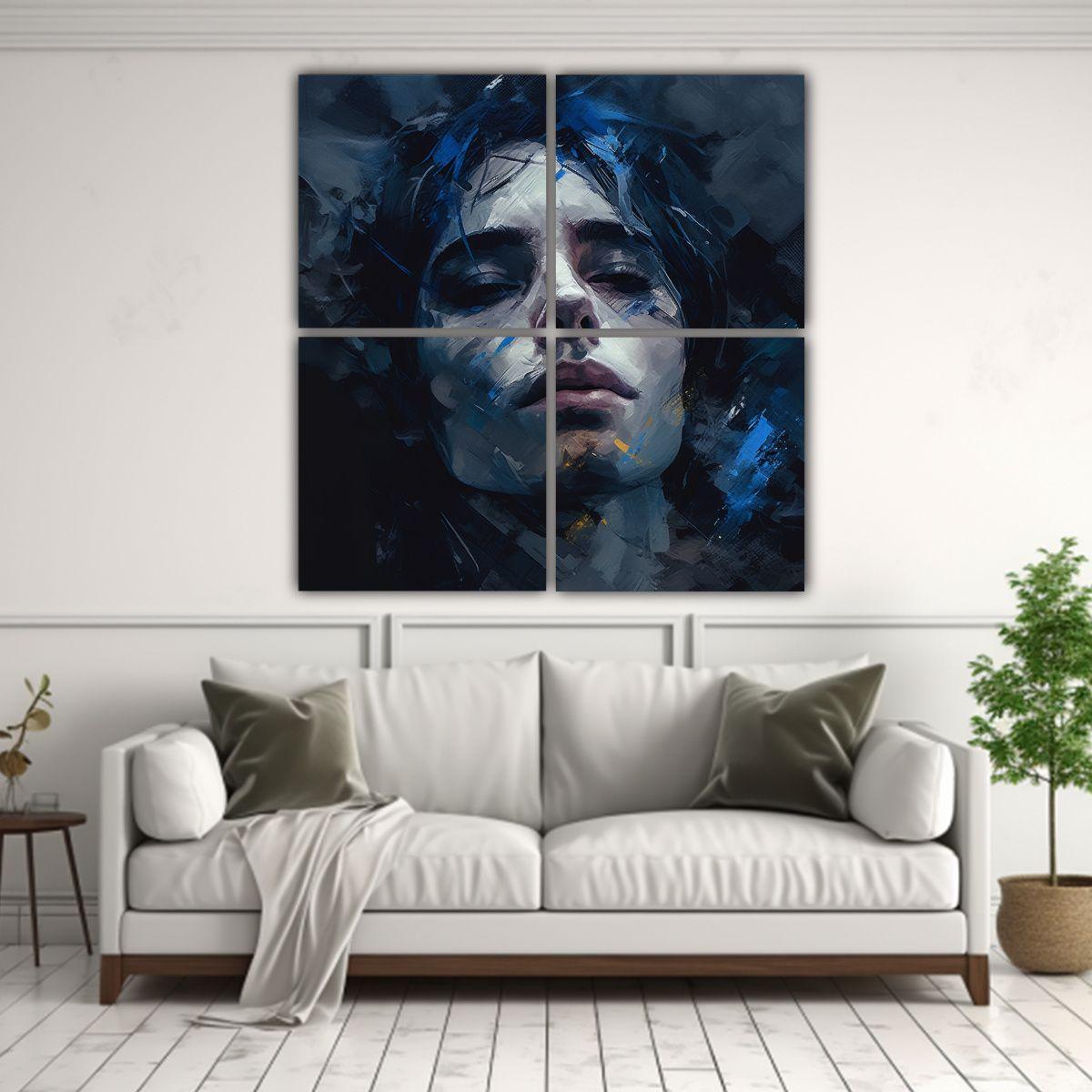 Cuadro Calidos Espacio Retrato Cercano Oscuro Boca 160x160 Cm-2