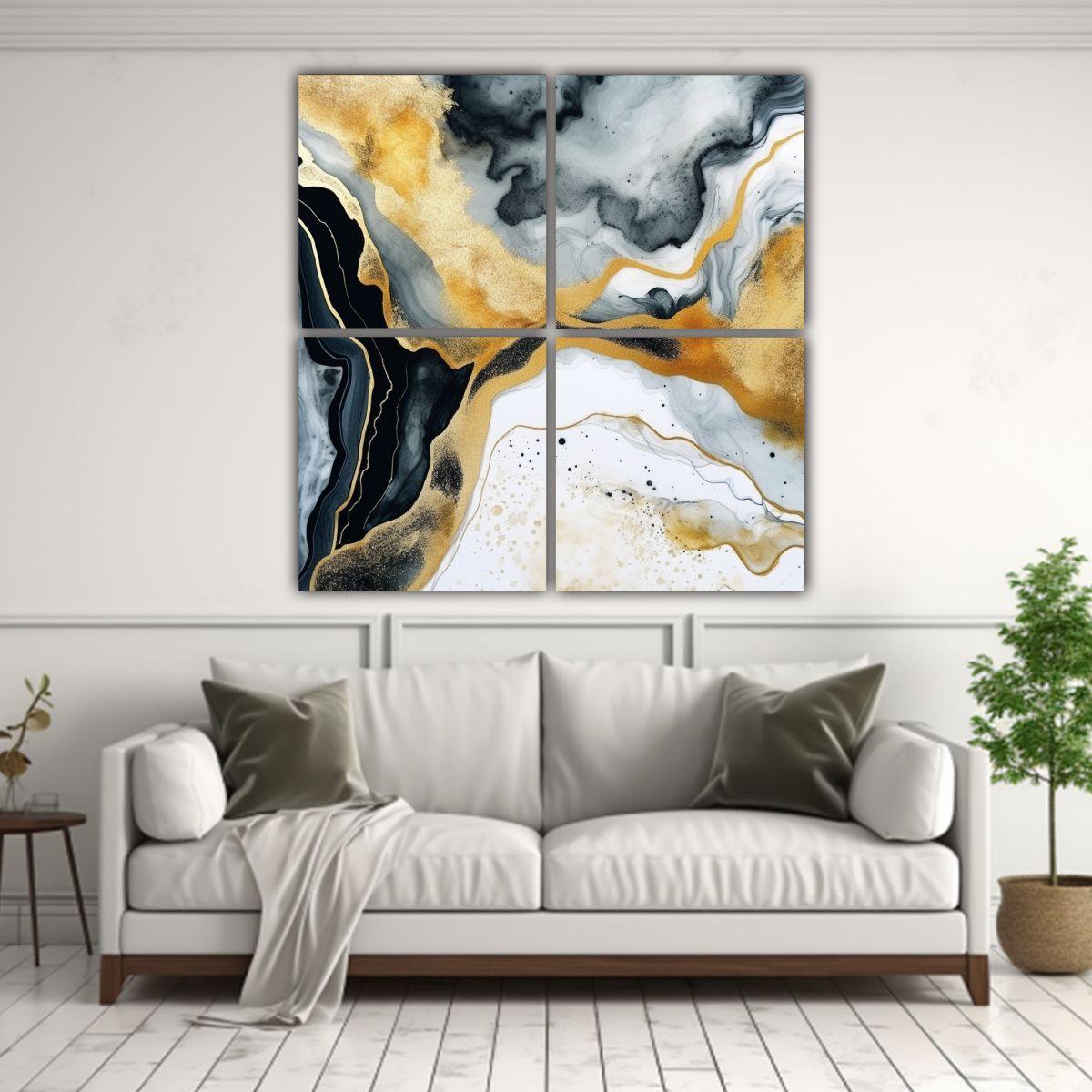 Cuadro Abstracto Estético Pared Agua Agate 100x100 Cm-2