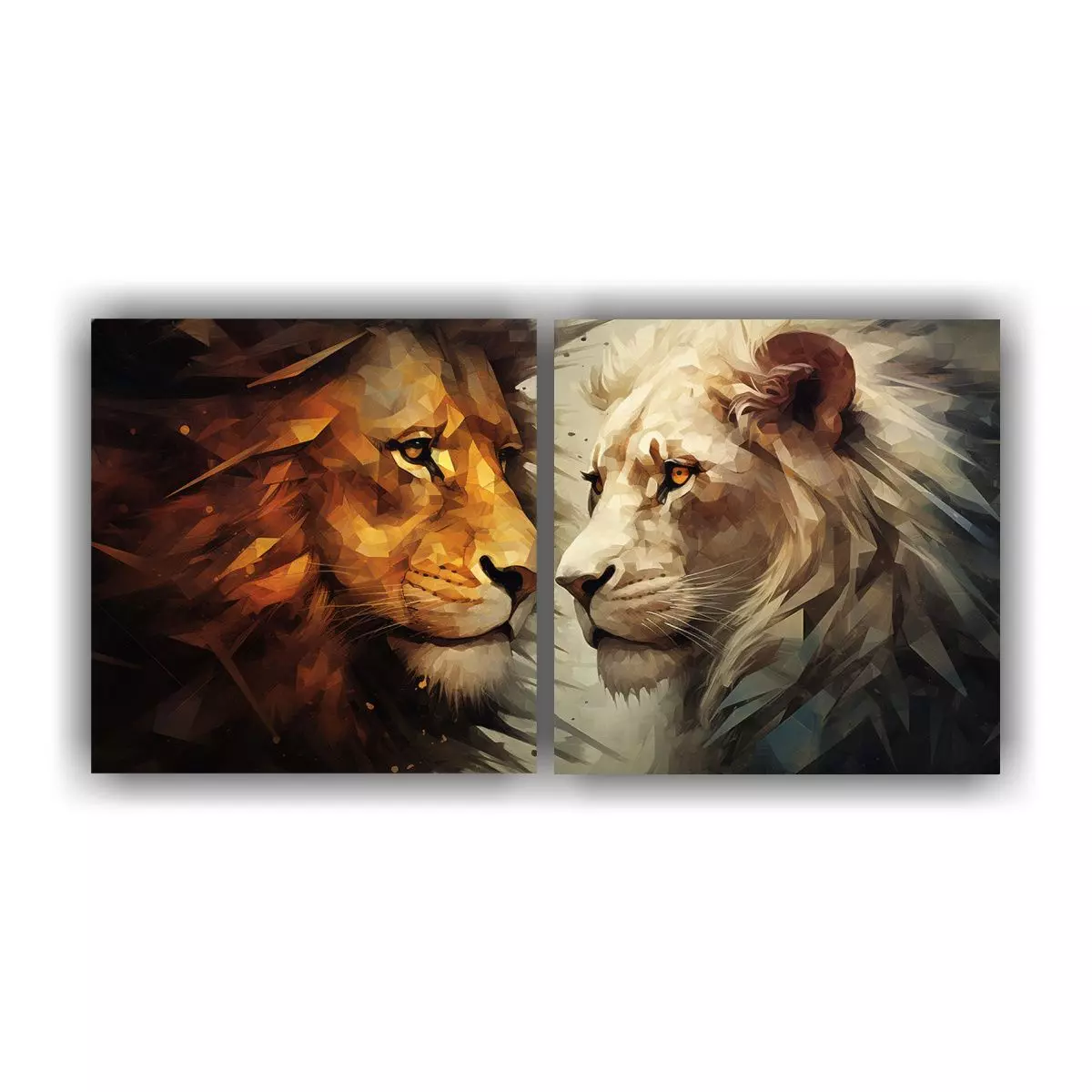 Cuadros Abstractos De Leones En Estilo Galería 60x30 Cm-0