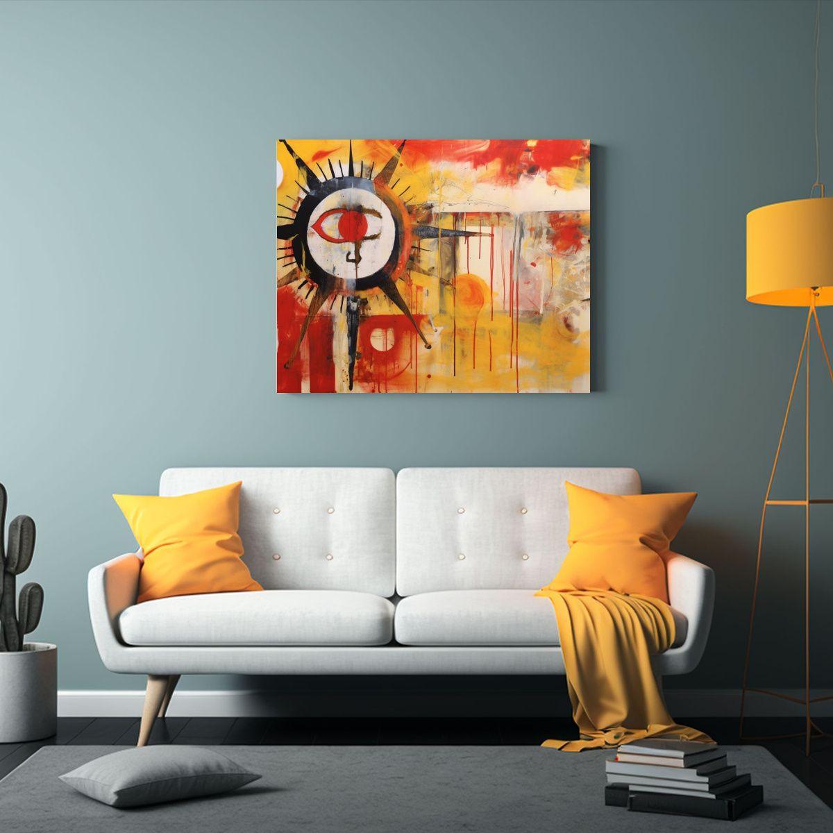 Pintura Decorativa: Sol Frágil En Cielo Humeante 50x40cm-2