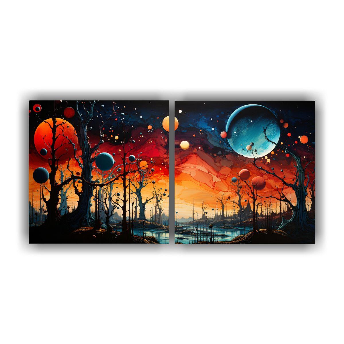 Dos Lienzos Modernos Rectangulares De Deep Dream 60x30 Cm-0