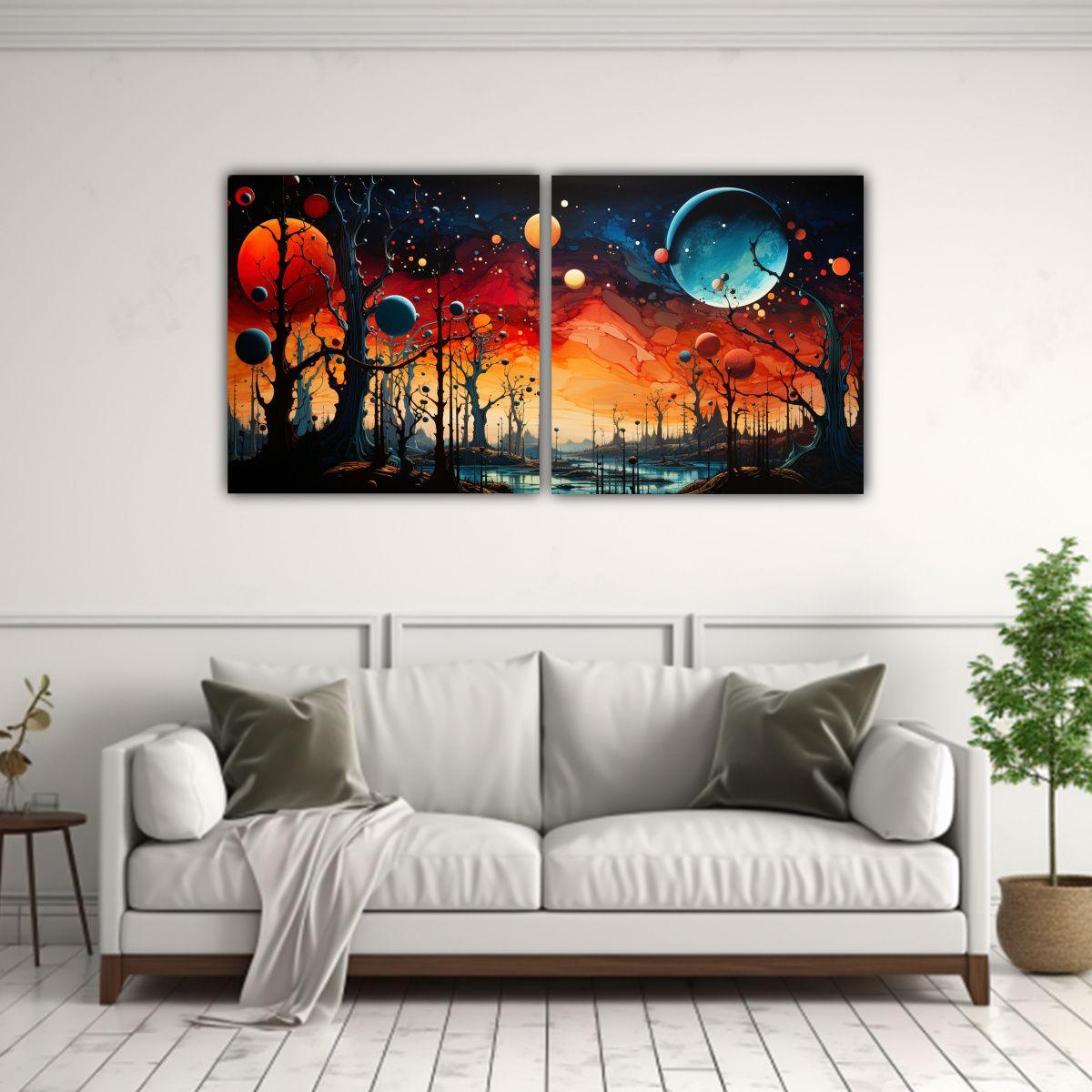 Dos Lienzos Modernos Rectangulares De Deep Dream 60x30 Cm-2