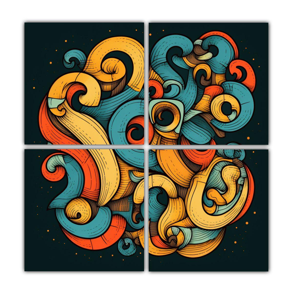 Pinturas Decorativas De Arte Biomórfico 120x120 Cm-0