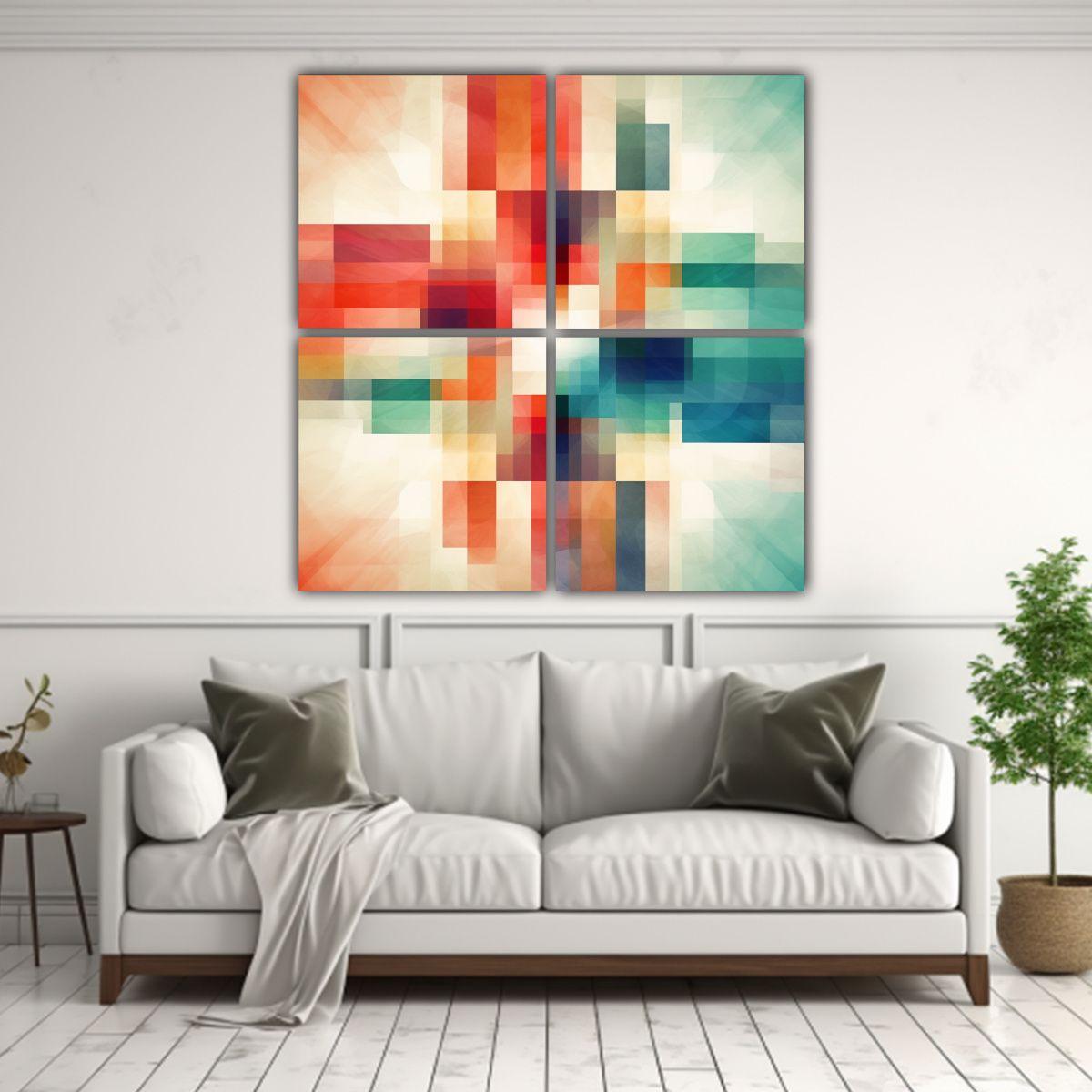 Pinturas Decorativas Abstractas Geométricas De 160x160 Cm-2