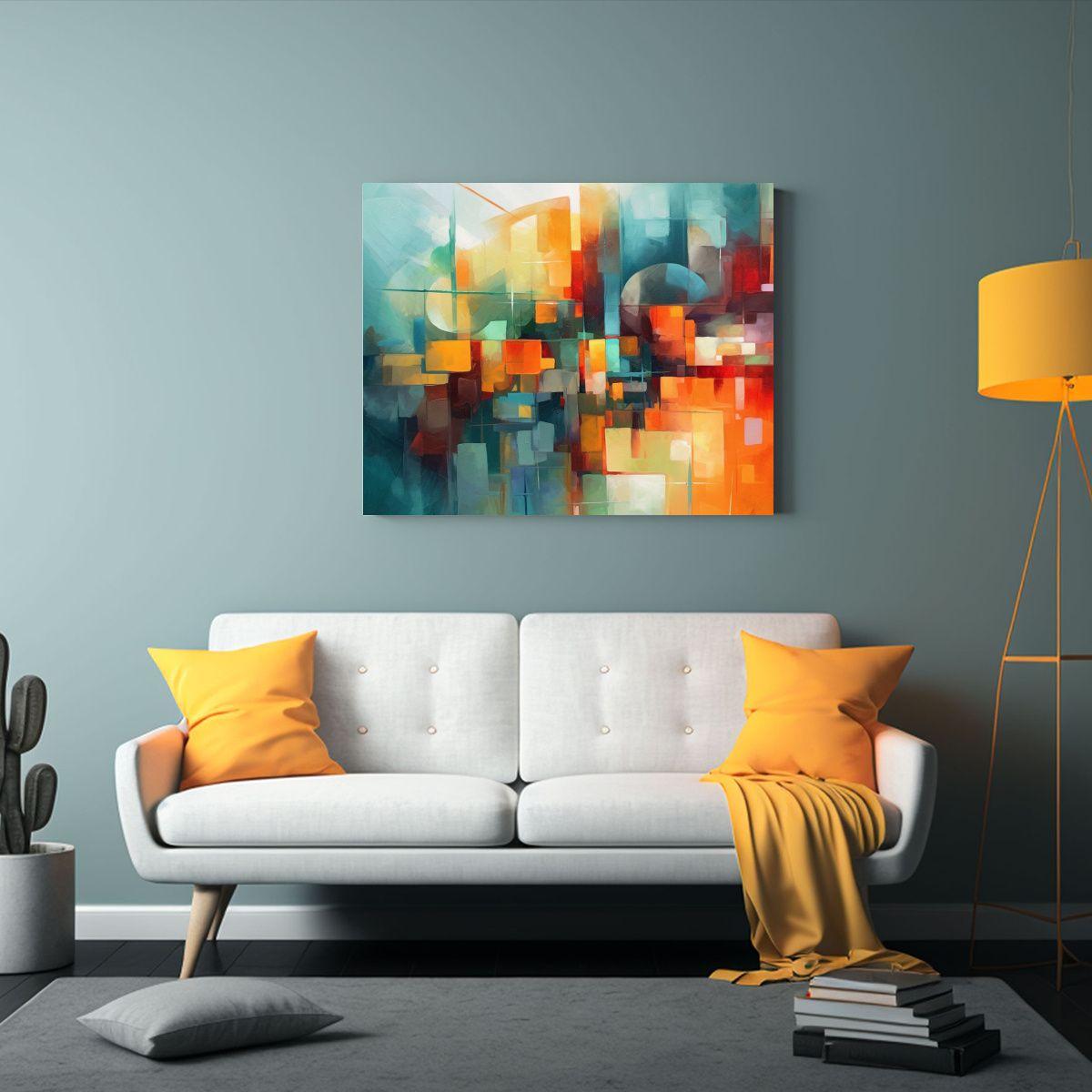 Pintura Decorativa Abstracta Innovadora Con Composición De  75x50cm-2