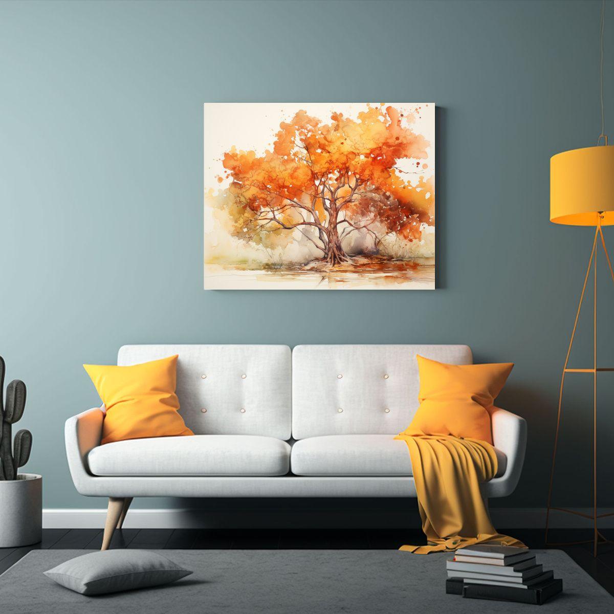 Pintura Abstracta De Colores Rojo Y Naranja Estilo Galería 60x40cm-2