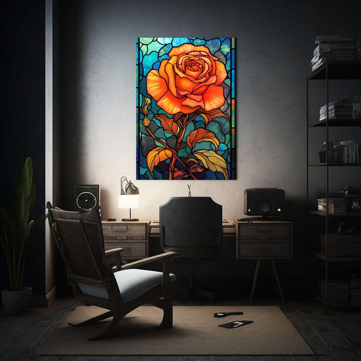 Cuadro Decorativo Estilo Vidriera De Una Rosa 20x30cm-2