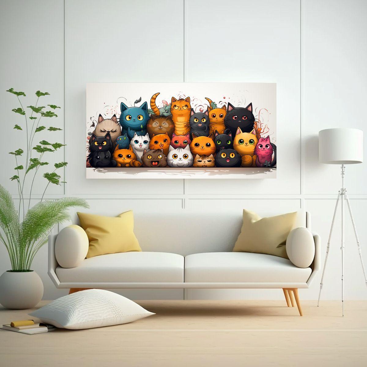 Cuadros Decorativos De Gato En Movimiento Profundo 80x40cm-2