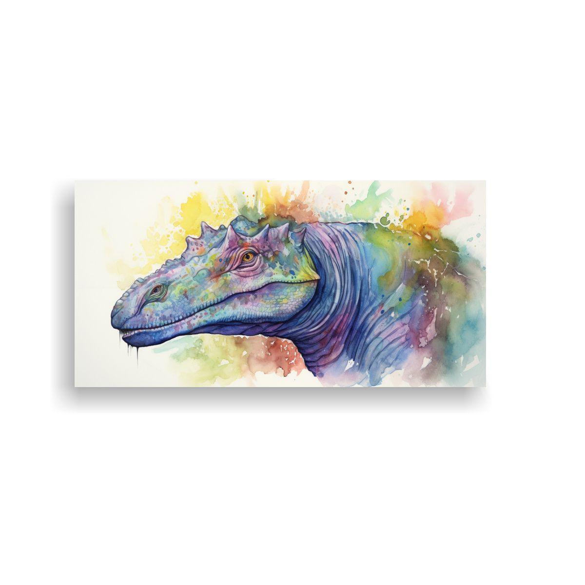 Pintura Exclusiva De Iguanodon En Acuarela 60x30 Cm-0