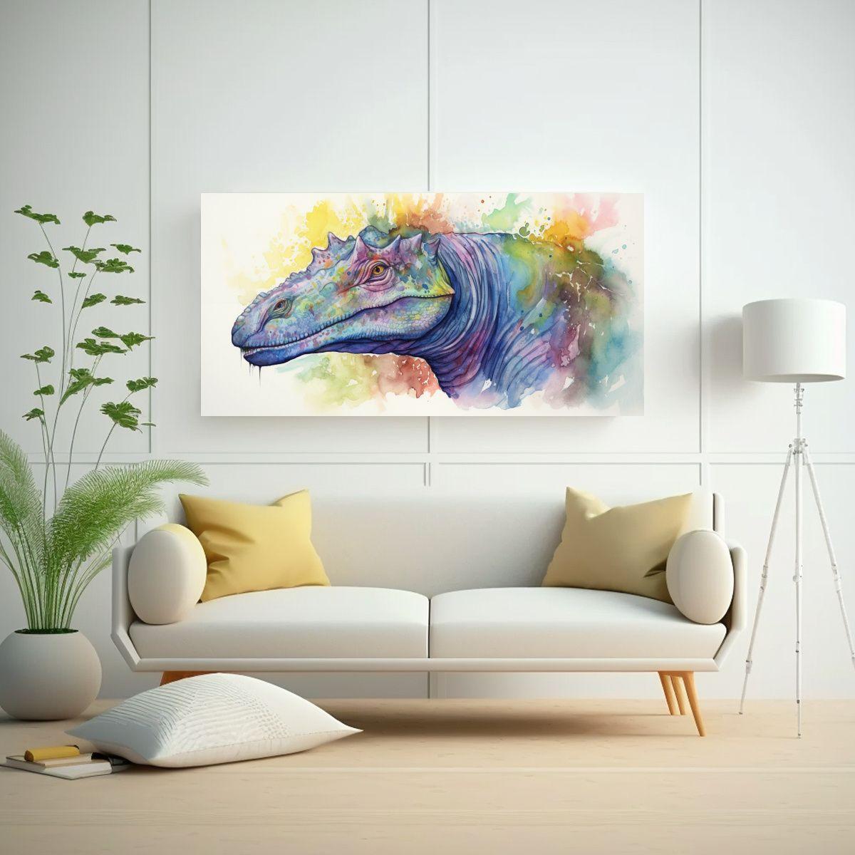 Pintura Exclusiva De Iguanodon En Acuarela 60x30 Cm-2