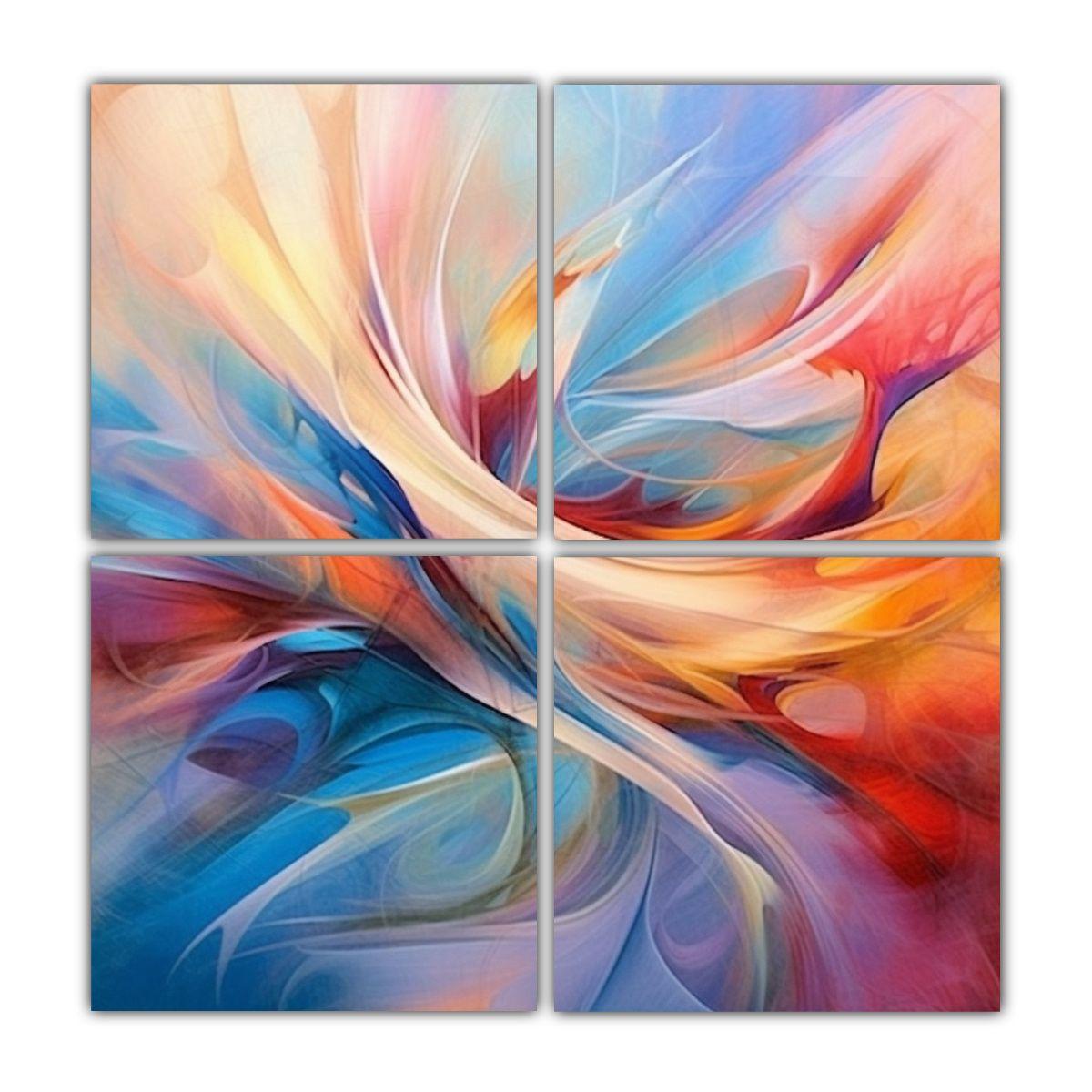 Lienzos Modernos De Pintura Abstracta Colorida Y 100x100 Cm-0