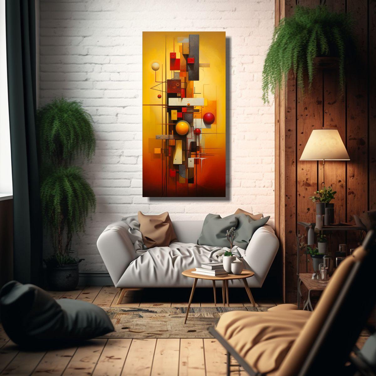 Cuadro Abstracto Amarillo Inspirador Para Regalo 80x160cm-2
