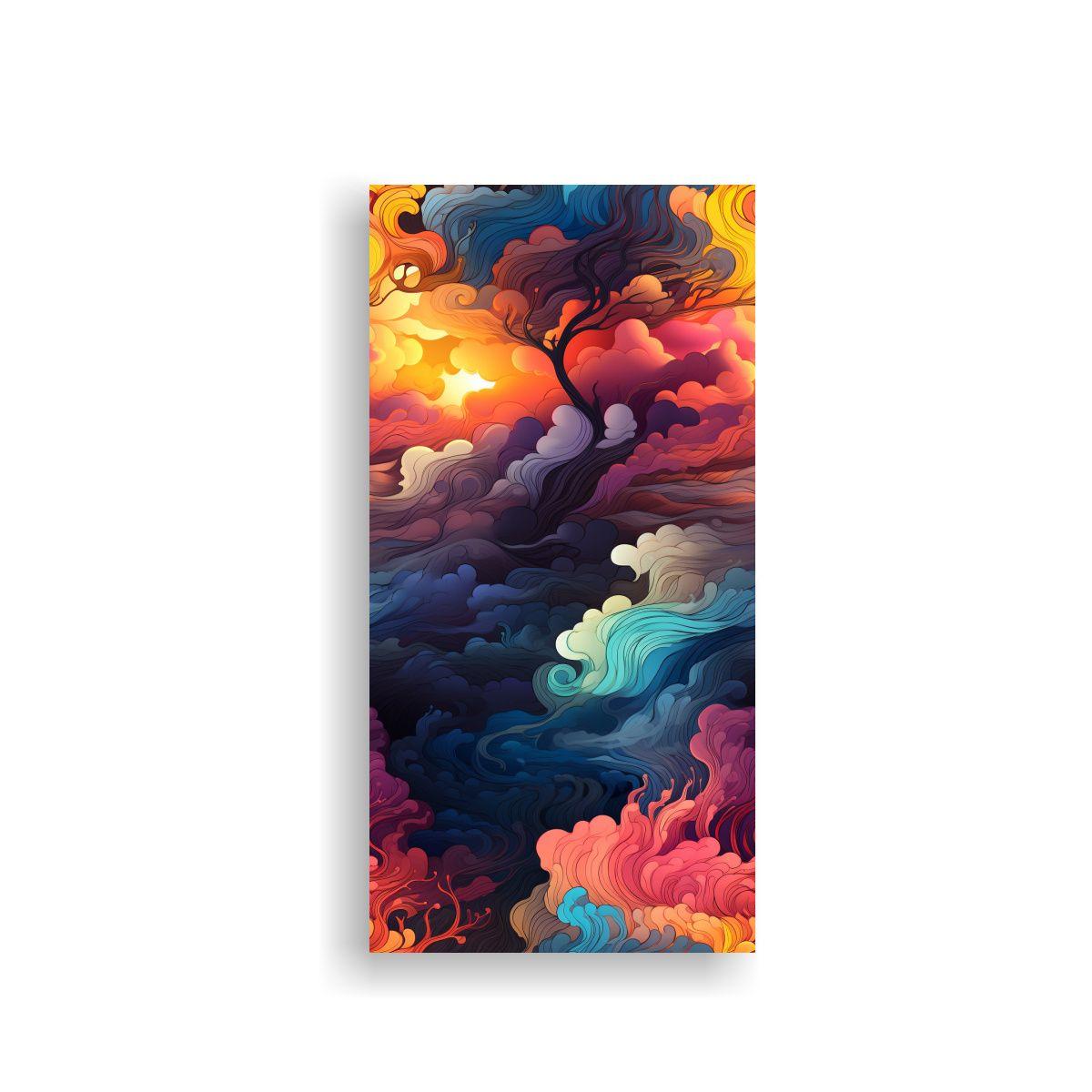 Pintura Abstracta Con Textura Colores Vibrantes 30x60cm-0