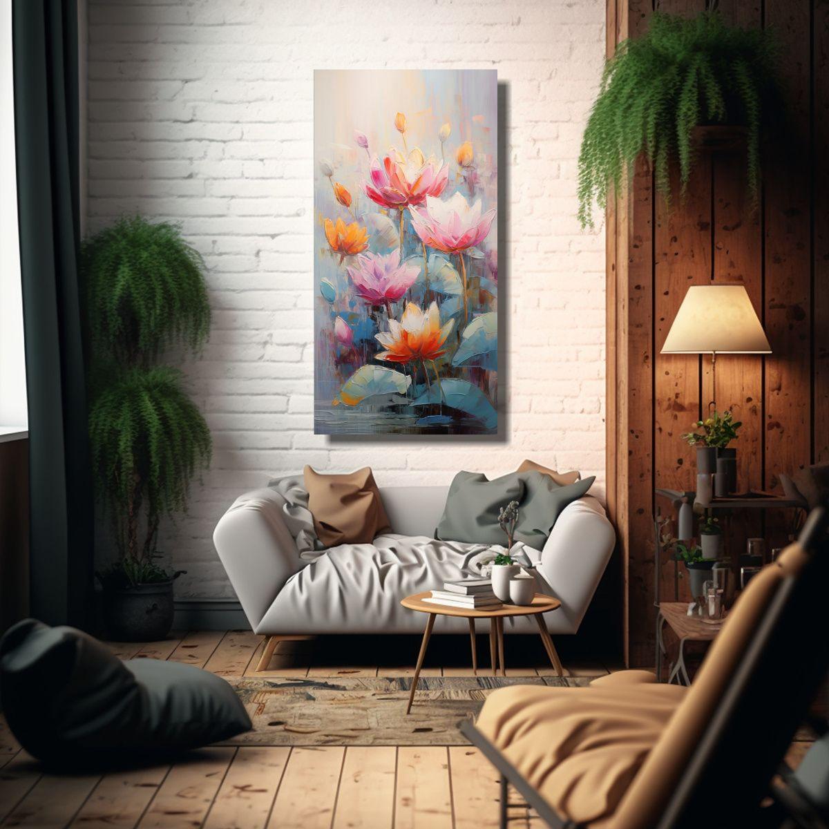 Cuadro Abstracto Hogar Deco En Vibrantes Colores 70x140cm-2