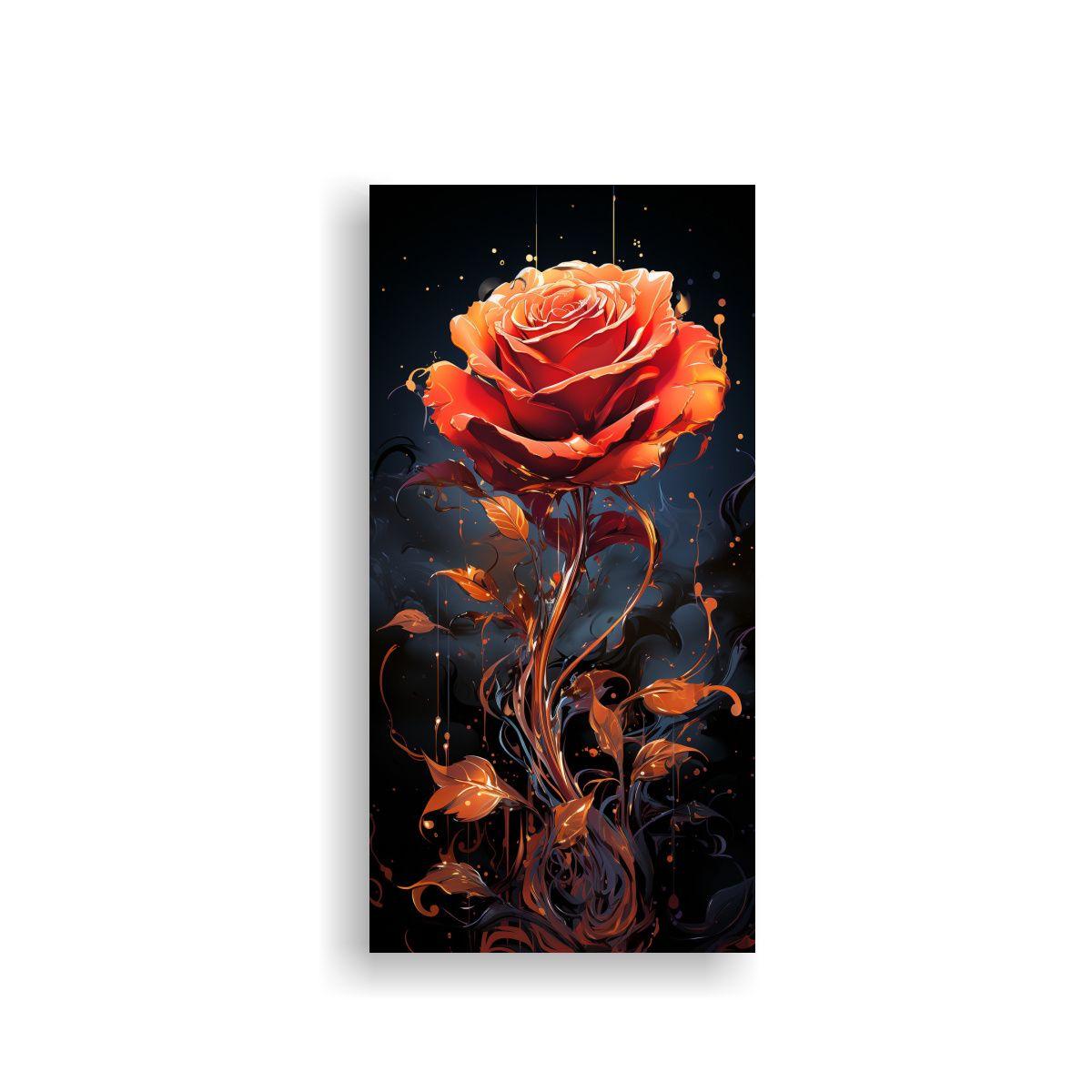 Pintura Abstracta Intensa De Una Rosa En Lienzo 80x160cm-0