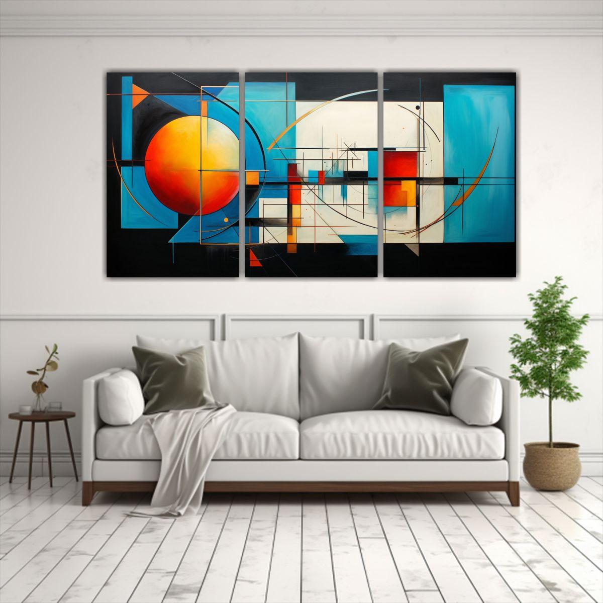 Pinturas Abstractas Geométricas De Dos Cuadros 90x45 Cm-2
