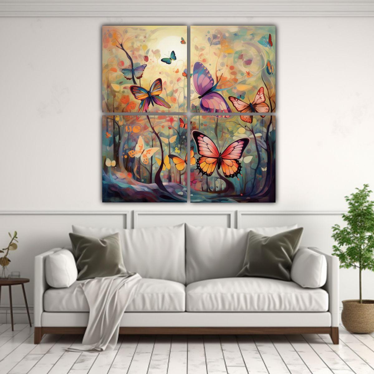 Cuadro De Pared Composición Mariposas Caprichosas 60x60 Cm-2